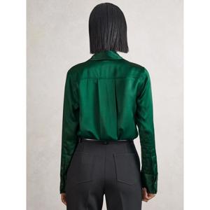 REISS Ameira Silk-Satin Concealed-Placket Shirt